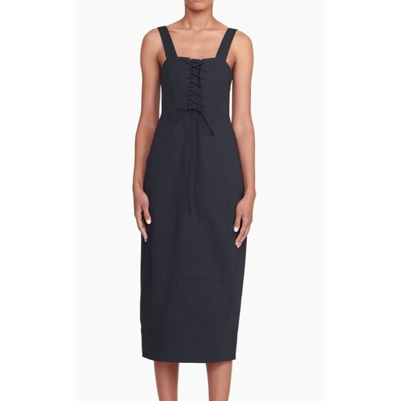New Staud Sutton Lace Up Dress Black Sz 0 MSRP 395 - Picture 1 of 6